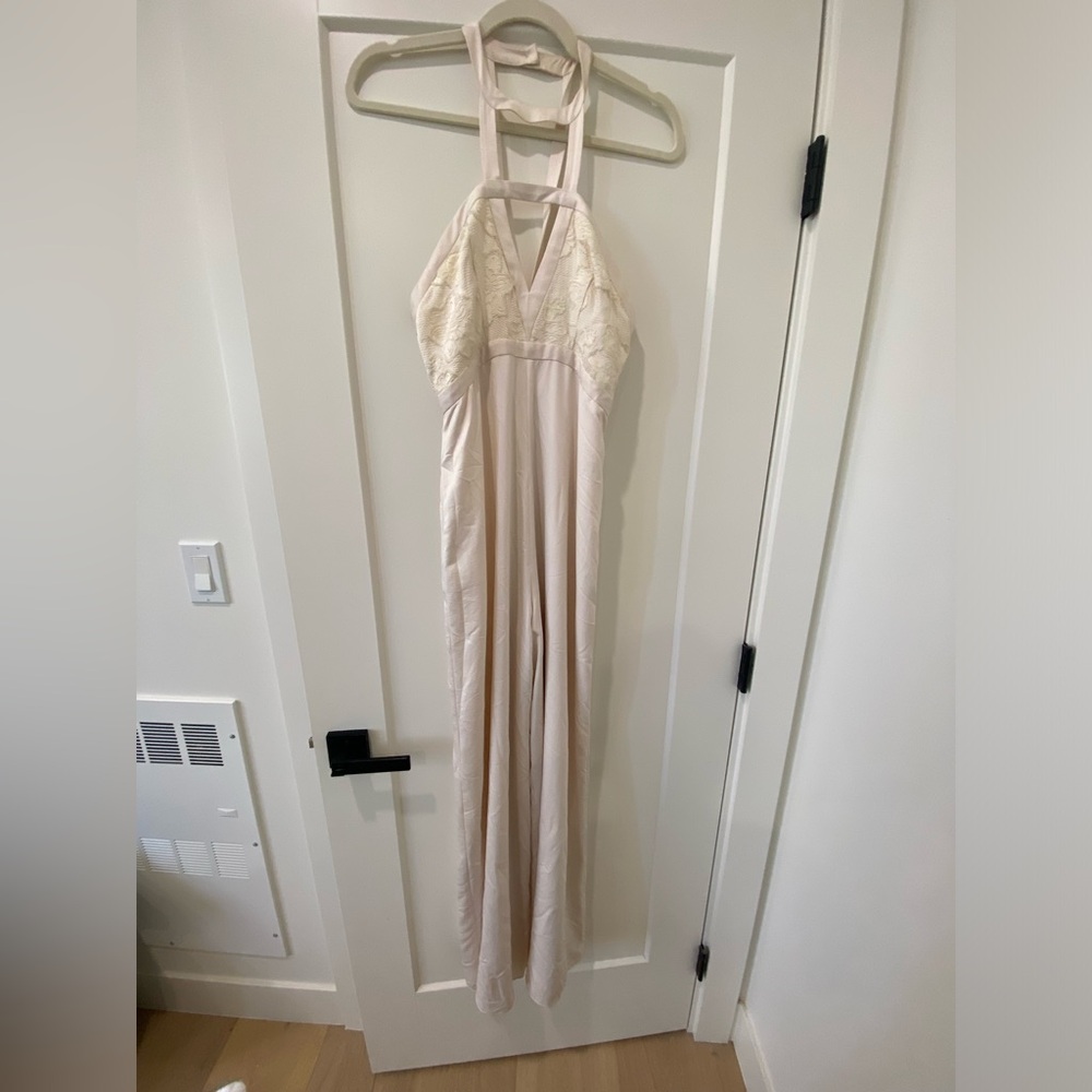 Elegant Light Pink Halter Jumpsuit